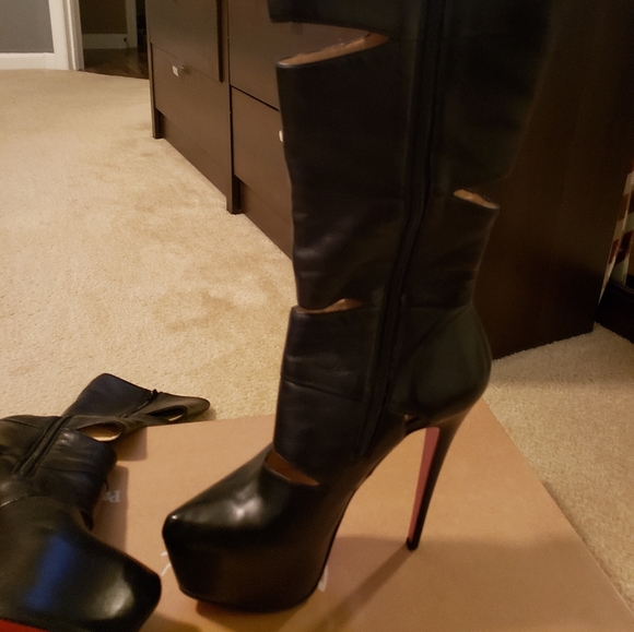Christian Louboutin Black Platform Cut-out Boots - Picture 5 of 7